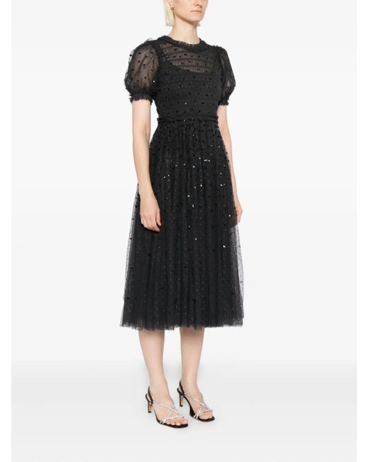 Needle & Thread Black Giselle Midi Dress