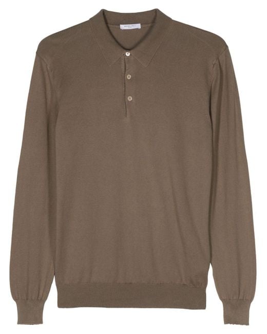 Boglioli Brown Long-sleeved Polo Shirt for men