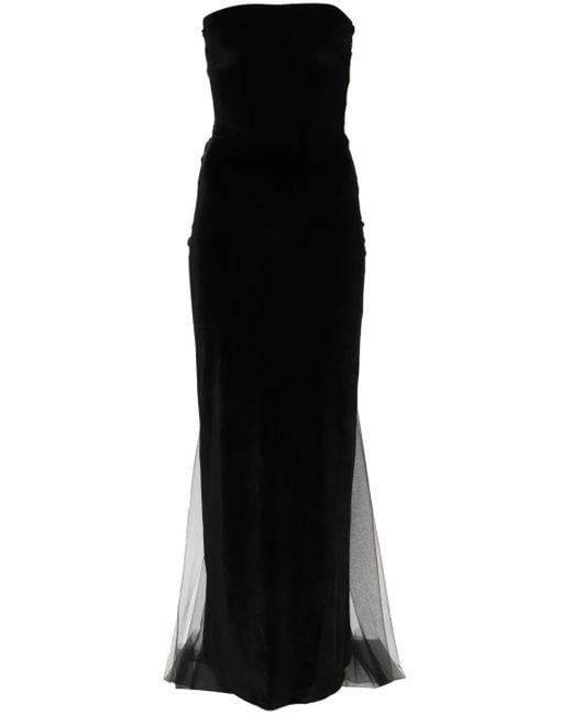 Atu Body Couture Black Bow-Detail Velvet Gown