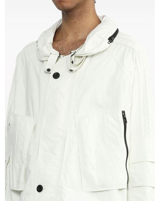 Junya Watanabe White Concealed-hood Windbreaker Jacket for men