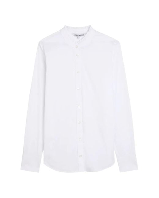 Veronica Beard White Bays Frill Buttoned Shirt