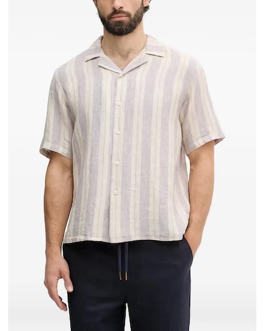 Benetton White Striped Short-Sleeve Shirt for men