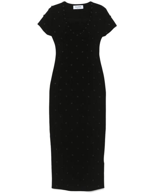 Abito Midi Con Applicazione di Blugirl Blumarine in Black