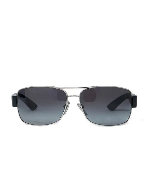 Prada Linea Rossa Blue Logo Hinges Square Sunglasses