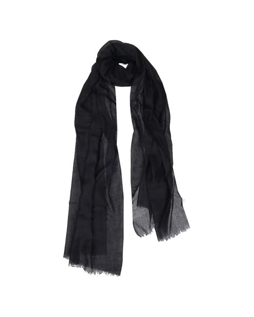LA ROSE Blue Frayed-Edge Scarf