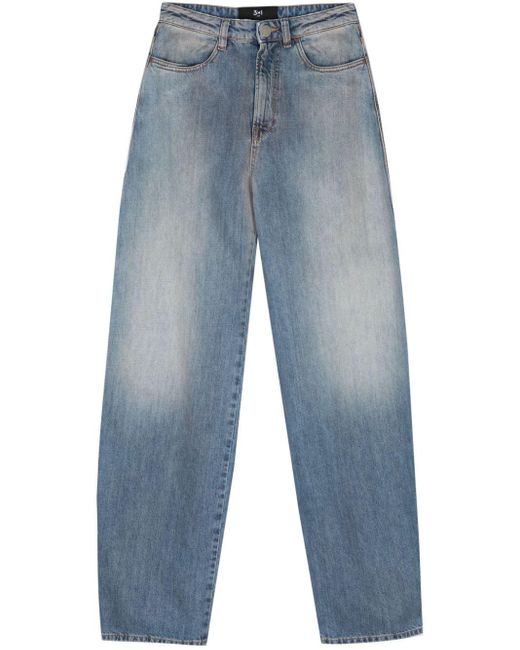 3x1 Blue Halbhohe Nicole Tapered-Jeans