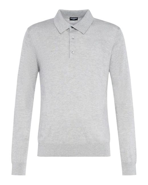 Franzese Collection Gray Ribbed Polo Shirt for men