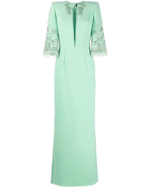 Jenny Packham Green Sandrine Bead-embellished Dress