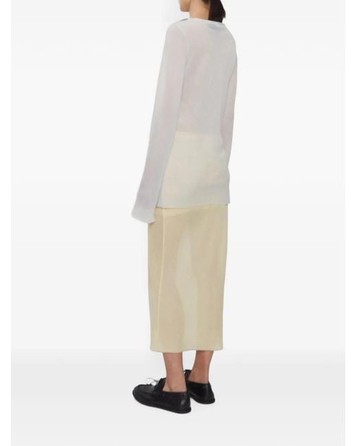 Rier White Raw-Edge Bias-Cut Top