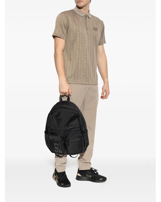 EA7 Natural Monogram-Pattern Polo Shirt for men