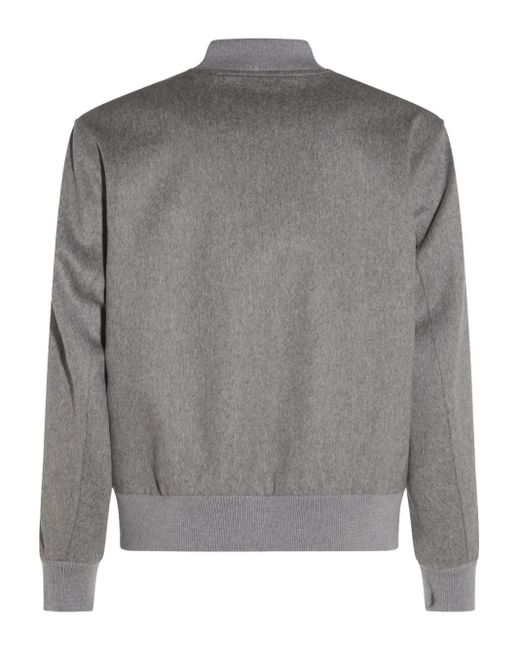 Lardini Gray Wool Zip-Front Bomber Jacket for men
