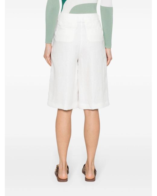 Peserico White Linen High-waisted Shorts