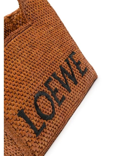 Loewe Brown Font Tote Raffia Tote Bag