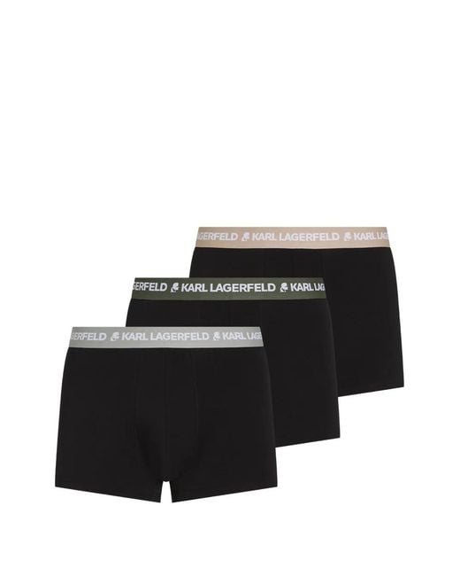 Karl Lagerfeld Black Logo-Waistband Boxers (Set Of Three) for men
