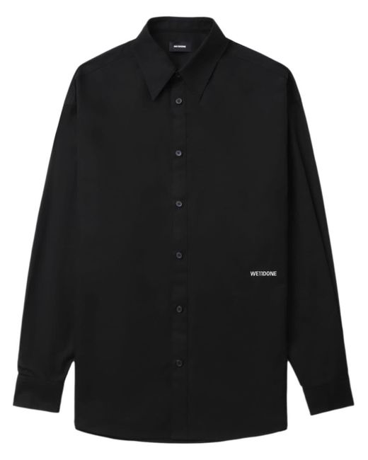 we11done Black Embroidered-logo Poplin Shirt
