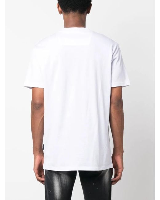 Philipp Plein White Gothic Plein Logo-Print T-Shirt for men