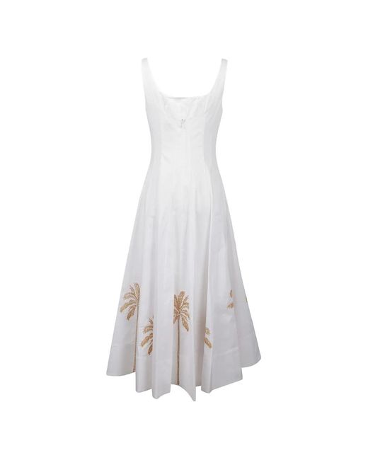 STAUD Women's White Wells Embroidered Midi Dress - hulwithkids.com