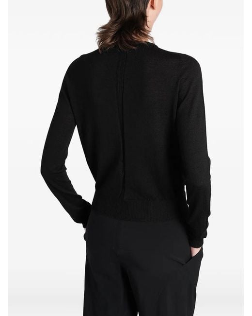Rick Owens Black Ribbed-Trim Sweater