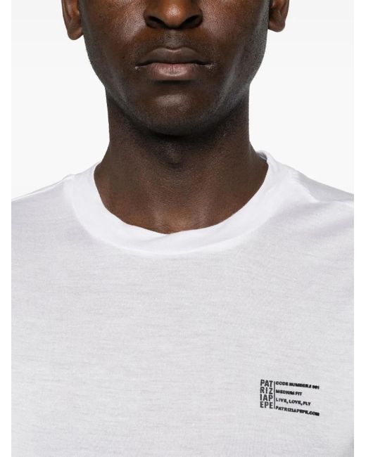 Patrizia Pepe White Logo-Print Lightweight T-Shirt for men