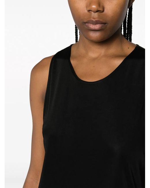 Saint Laurent Black Sleeveless High-Shine Jersey Dress
