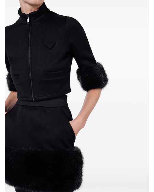 Prada Black Cropped Sweatshirt