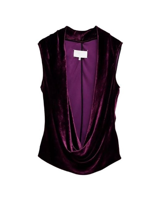 Maison Margiela Purple Draped Velvet Top