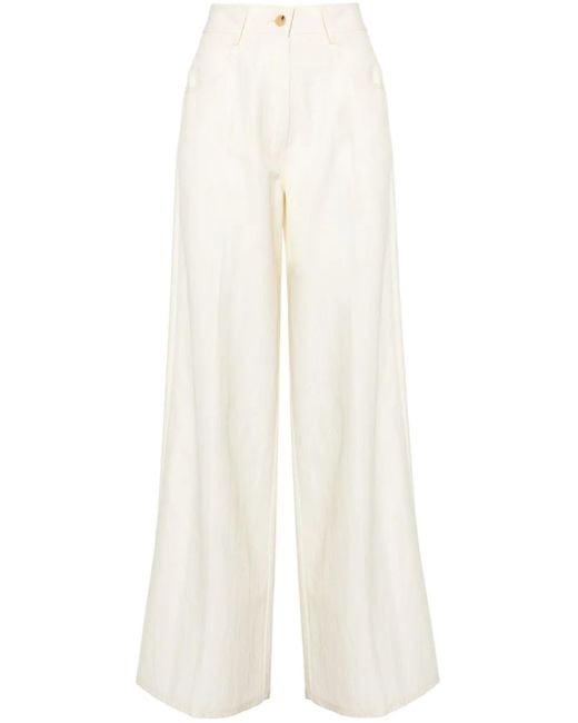 Pantalones anchos con cierre de botón Forte Forte de color White