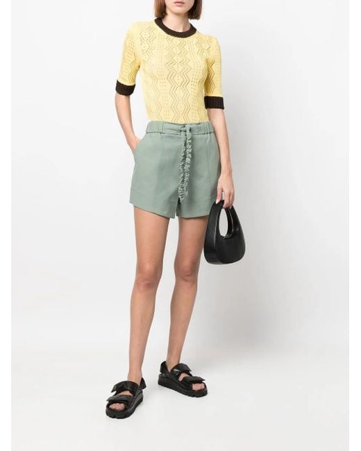 Ganni Green Drawstring Suiting Shorts