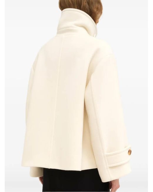 Chloé White Double-Breasted High-Neck Coat