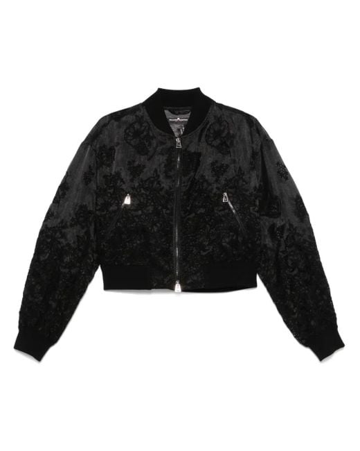 Ermanno Scervino Black Cropped Bomber Jacket