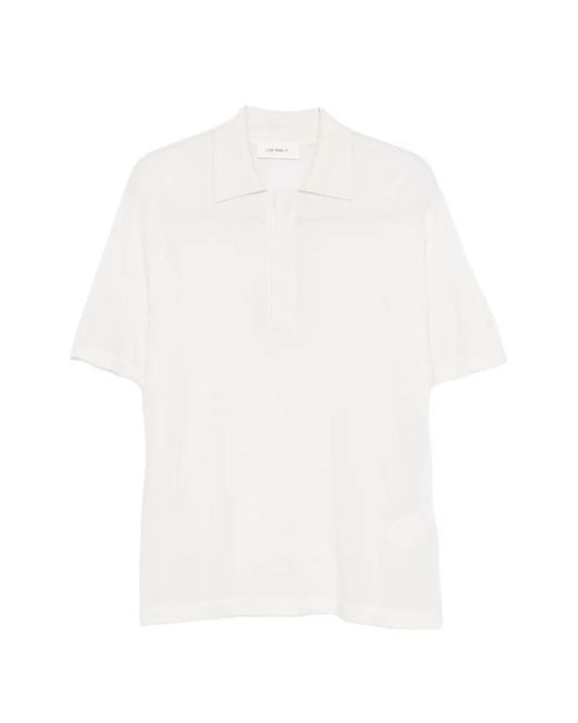 Lisa Yang White Short-Sleeve Knitted Polo Shirt for men