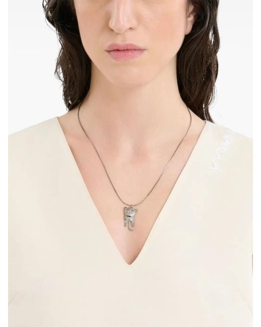Marni White Cat Pendant Necklace