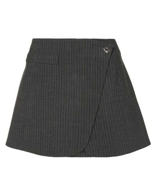 Coperni Black Pinstripe-Pattern Mini Skirt