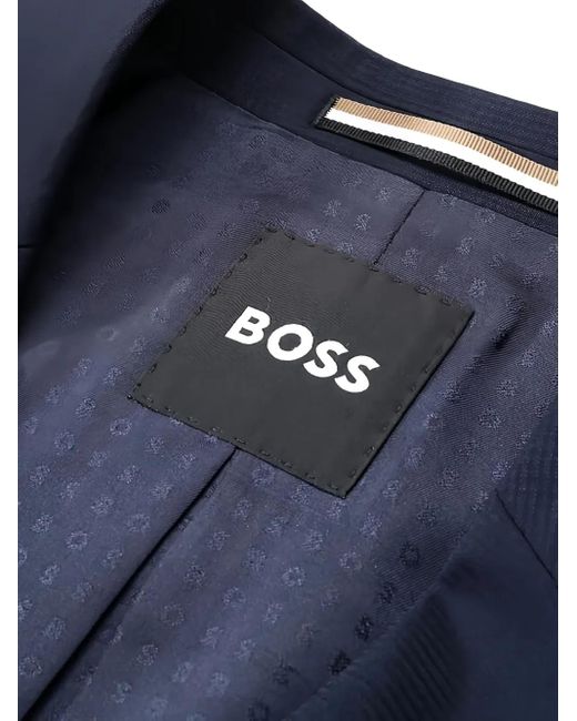 Boss Blue Two-Button Textured Jacket for men