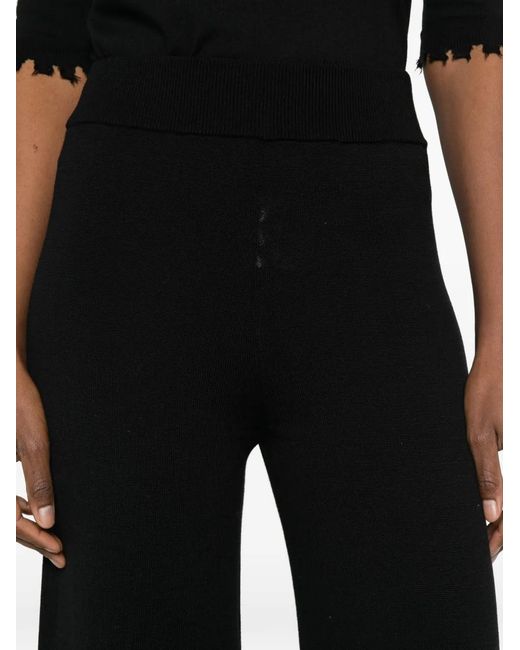 Philo-Sofie Cashmere Black Ribbed Wide-Leg Trousers
