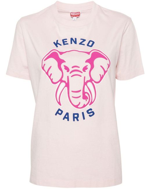 KENZO T-shirt Met Olifantprint in het Pink