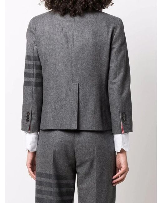 Thom Browne Gray Single-breasted Blazer With Stripes