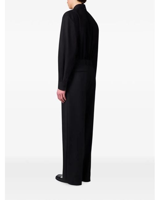 MSGM Blue Logo-Embroidered Pressed-Crease Trousers for men