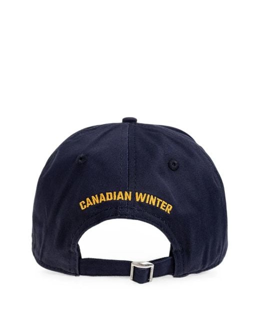 DSquared² Blue Logo-Embroidered Distressed Baseball Cap for men