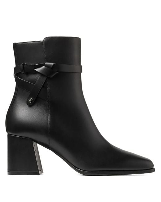 Jimmy Choo 70 Mm Laarzen Met Blokhak En Gevlochten Band in het Black