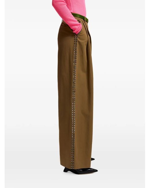 Essentiel Antwerp Natural Stud-Embellished Pleated Palazzo Pants