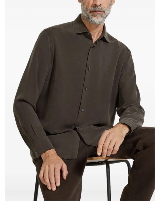 Zegna Gray Silk Shirt for men