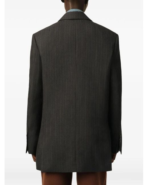 AMI Black Wool Double-Breasted Blazer Jacket