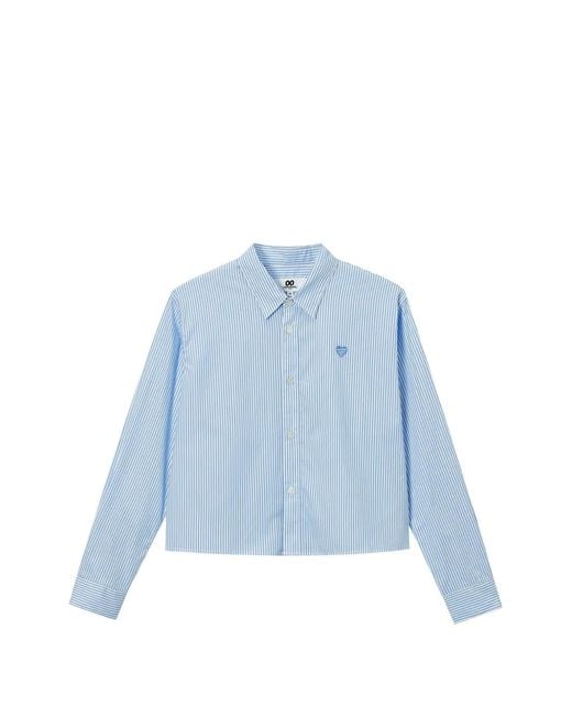 Chocoolate Blue Striped Heart-Patch Shirt