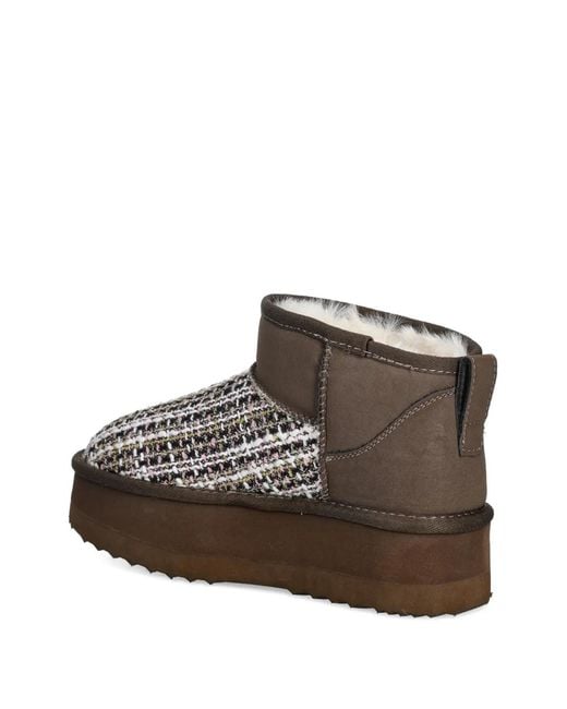 Liu Jo Brown Bouclé-Detailing Ankle Boots