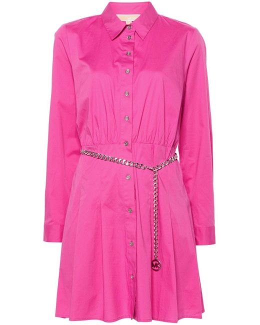 Belted mini shirt dress MICHAEL Michael Kors de color Pink