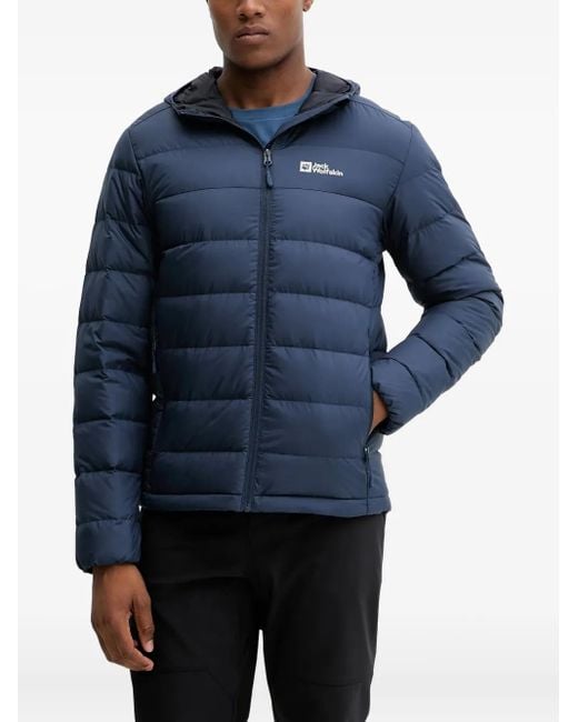 Jack Wolfskin Blue Ather Down Hooded Quilted Jacket for men