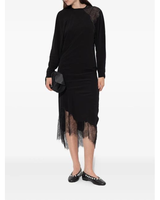 iro black lace dress IRO Size M Black Cotton Blend Lace Shift Dress
