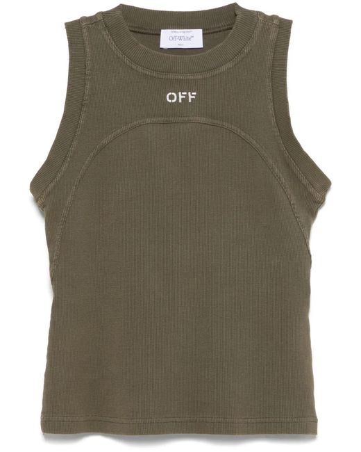 Off-White c/o Virgil Abloh Green Ribbed Tank Top