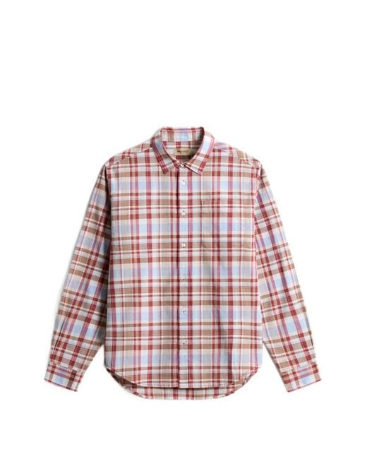 Woolrich Red Chemise En Coton À Carreaux for men